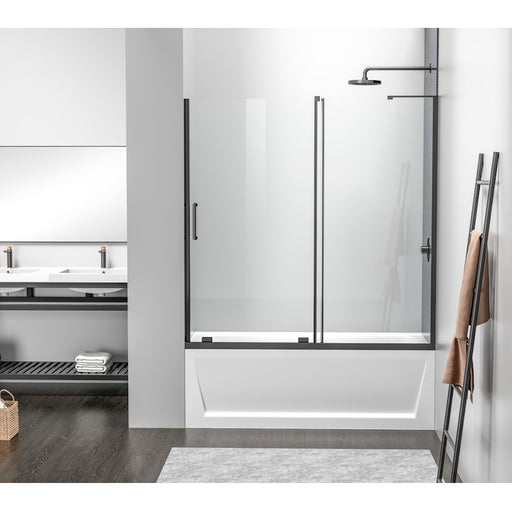 Elegant Devon Frameless Tub Door 60X60", Matte Black - TD444-6060MBK