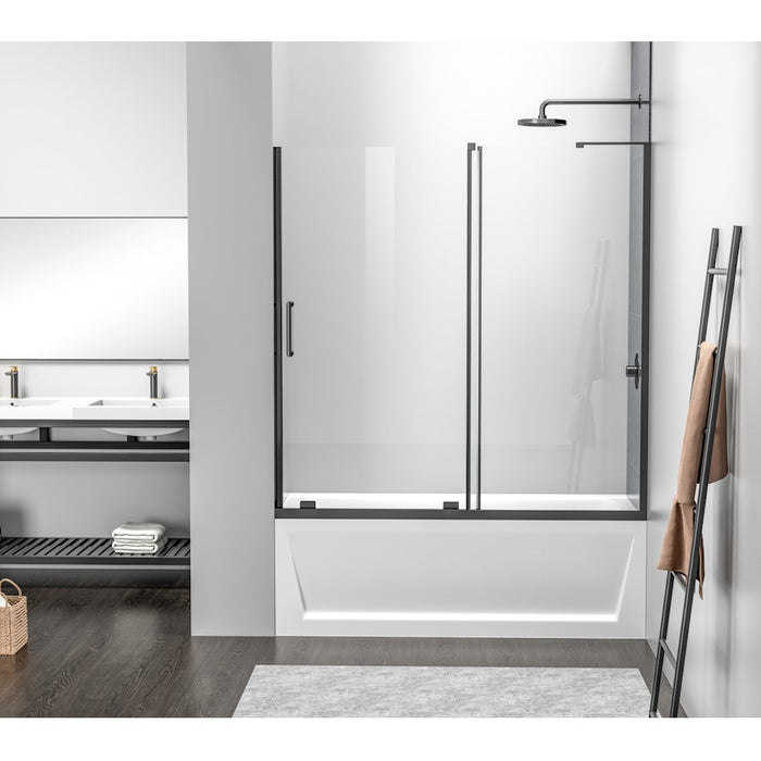 Elegant Devon Frameless Tub Door 60X60", Matte Black - TD444-6060MBK