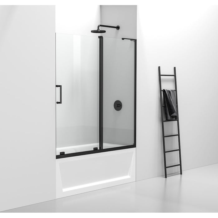 Elegant Devon Frameless Tub Door 60X60", Matte Black