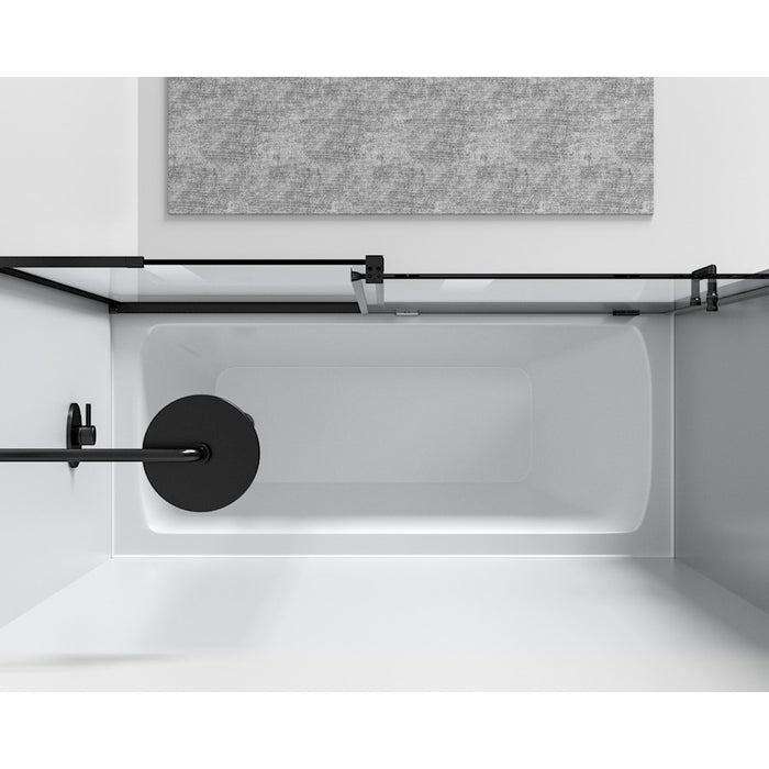 Elegant Devon Frameless Tub Door 60X60", Matte Black