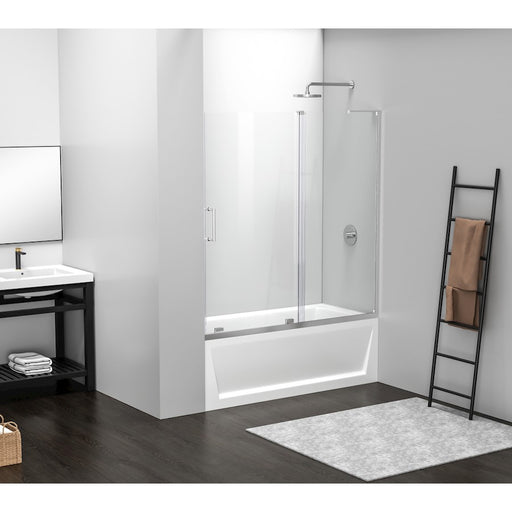 Elegant Devon Frameless Tub Door 60X60", Polished Chrome