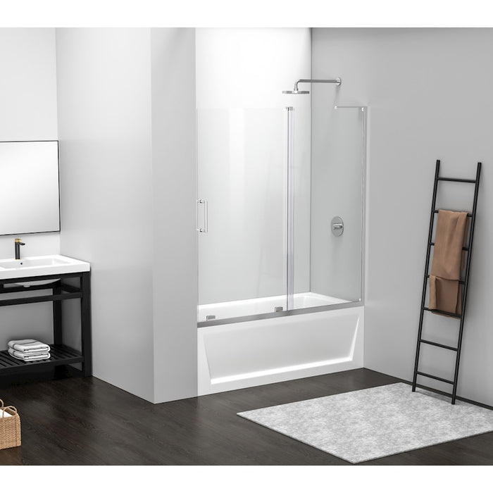 Elegant Devon Frameless Tub Door 60X60", Polished Chrome