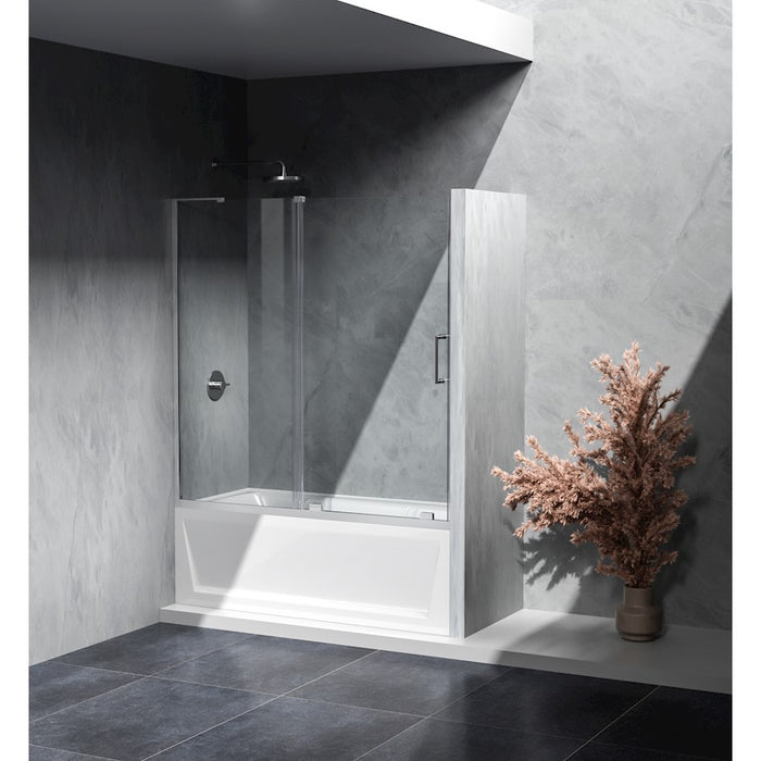 Elegant Devon Frameless Tub Door 60X60", Polished Chrome