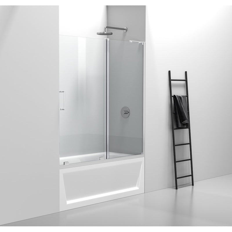 Elegant Devon Frameless Tub Door 60X60", Polished Chrome