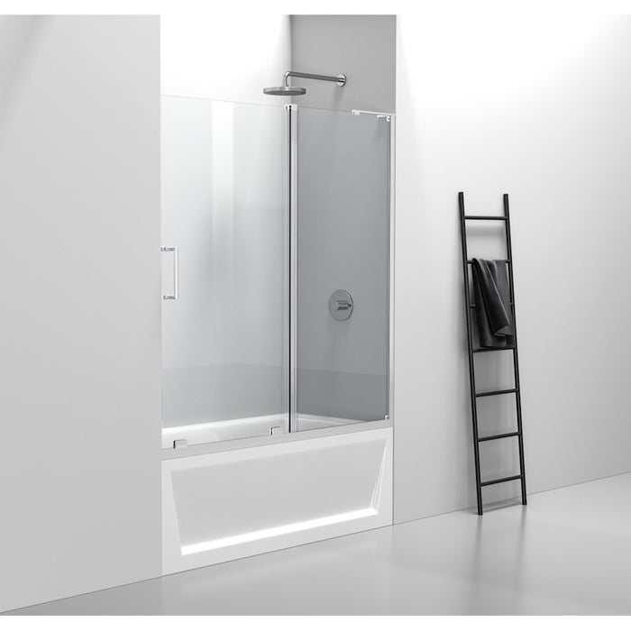 Elegant Devon Frameless Tub Door 60X60", Polished Chrome