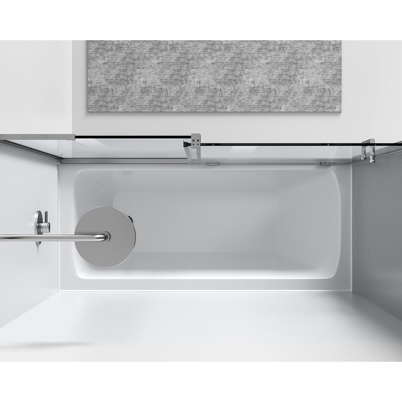 Elegant Devon Frameless Tub Door 60X60", Polished Chrome