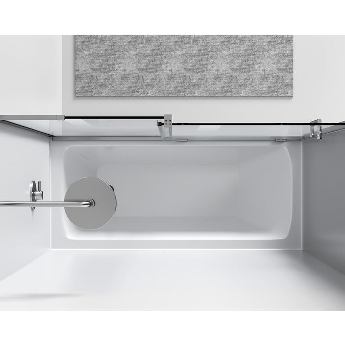 Elegant Devon Frameless Tub Door 60X60", Polished Chrome