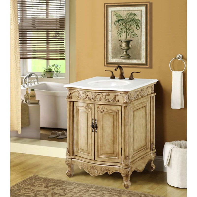 Elegant Danville 27" Single Vanity, Antique Beige/Ivory Marble