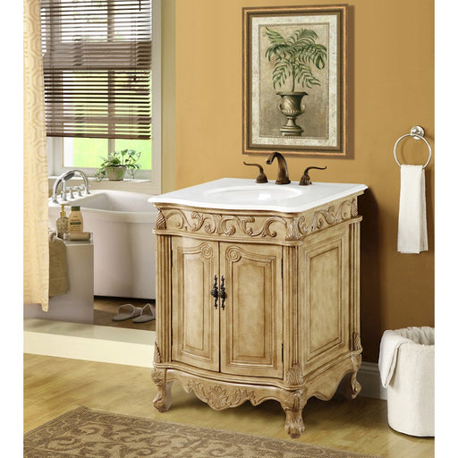 Elegant Danville 27" Single Vanity, Antique Beige/Ivory Marble
