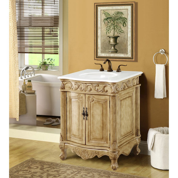 Elegant Danville 27" Single Vanity, Antique Beige/Ivory Marble