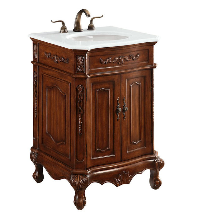 Elegant 1005 Danville 24" Single Vanity, Brown/Ivory Marble