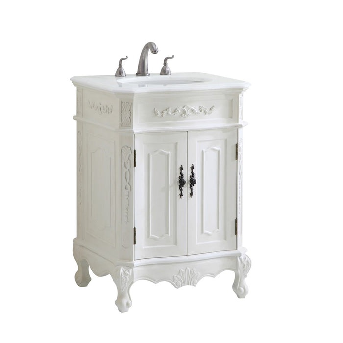Elegant 1006 Danville 24" Single Vanity, Antique White/Ivory Marble