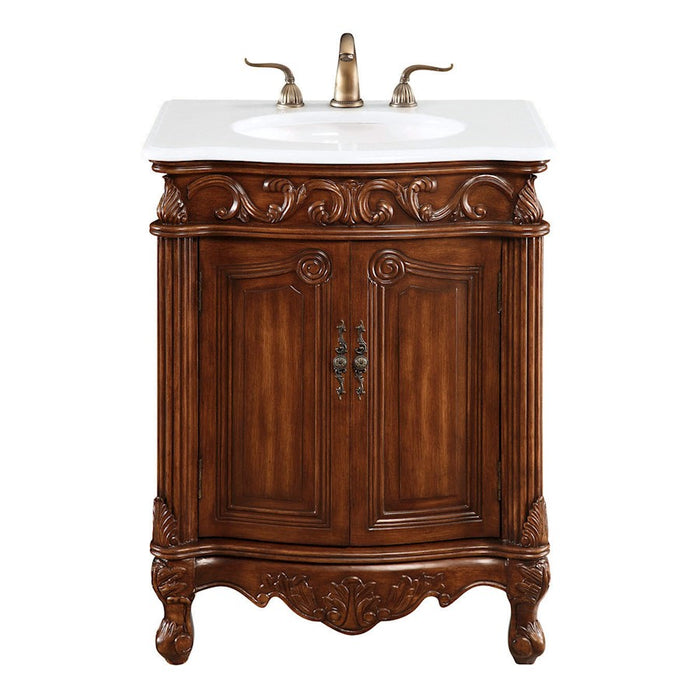 Elegant Danville 27" Single Vanity, Brown/Ivory Marble - VF-1007-VW