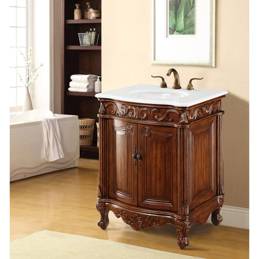 Elegant Danville 27" Single Vanity, Brown/Ivory Marble