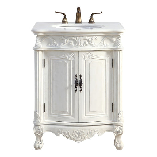 Elegant Danville 27" Single Vanity, Antique White/Ivory Marble