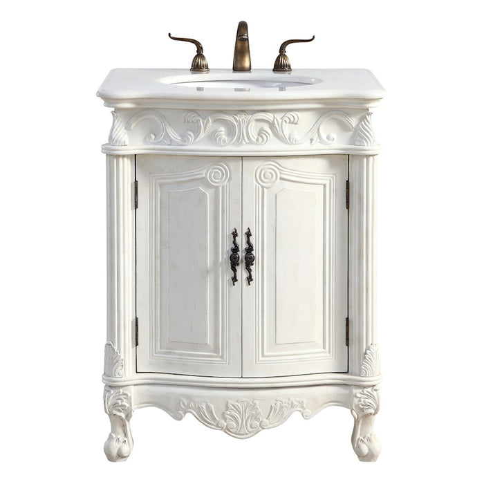 Elegant Danville 27" Single Vanity, Antique White/Ivory Marble