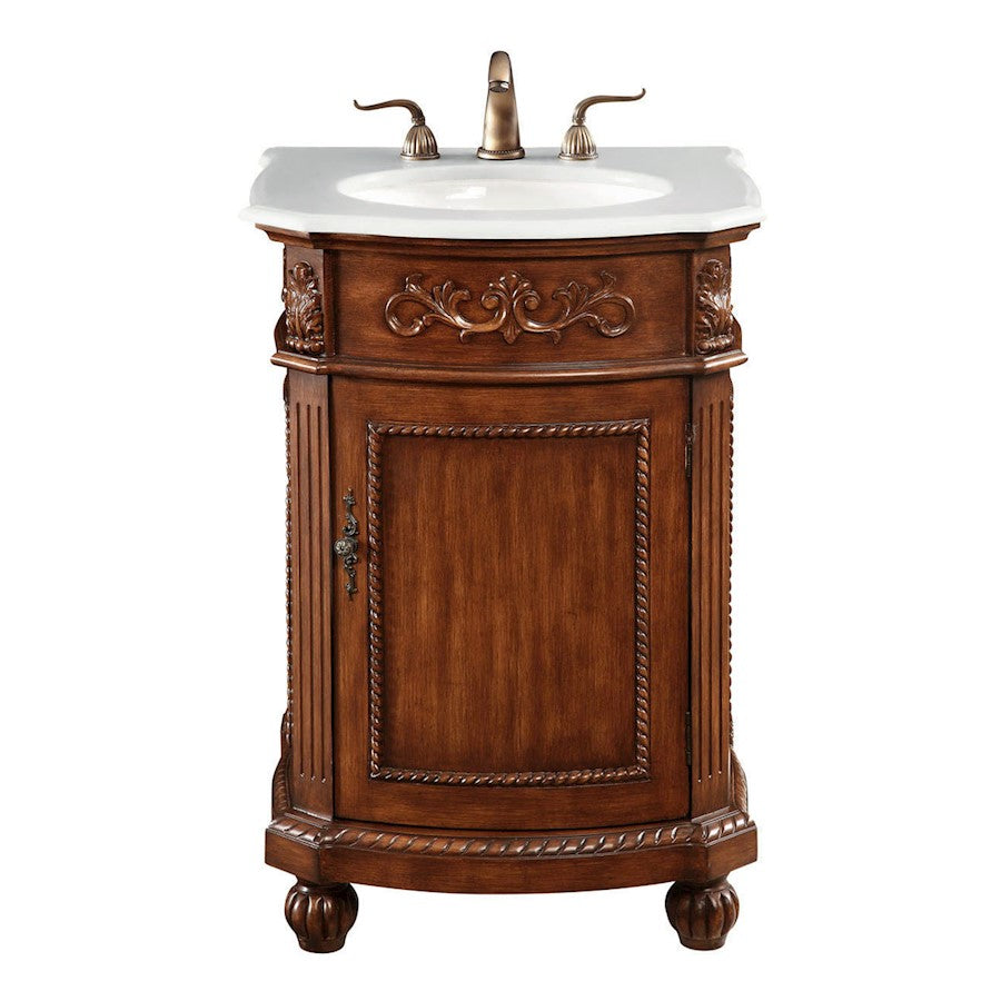 Elegant Danville 24" Single Vanity, Brown/Ivory Marble - VF-1009-VW