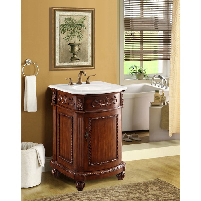 Elegant Danville 24" Single Vanity, Brown/Ivory Marble