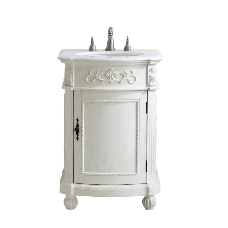 Elegant Danville 24" Single Vanity, Antique White/Ivory Marble - VF-1010-VW