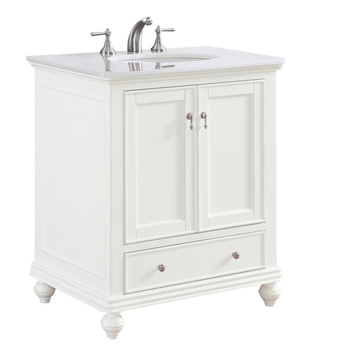 Elegant Otto 30" Single Vanity, Antique White/Ivory Marble