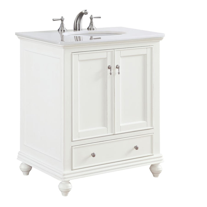 Elegant Otto 30" Single Vanity, Antique White/Ivory Marble