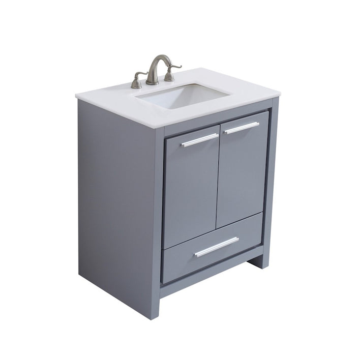 Elegant Filipo 30" Single Vanity, Grey/Ivory Marble