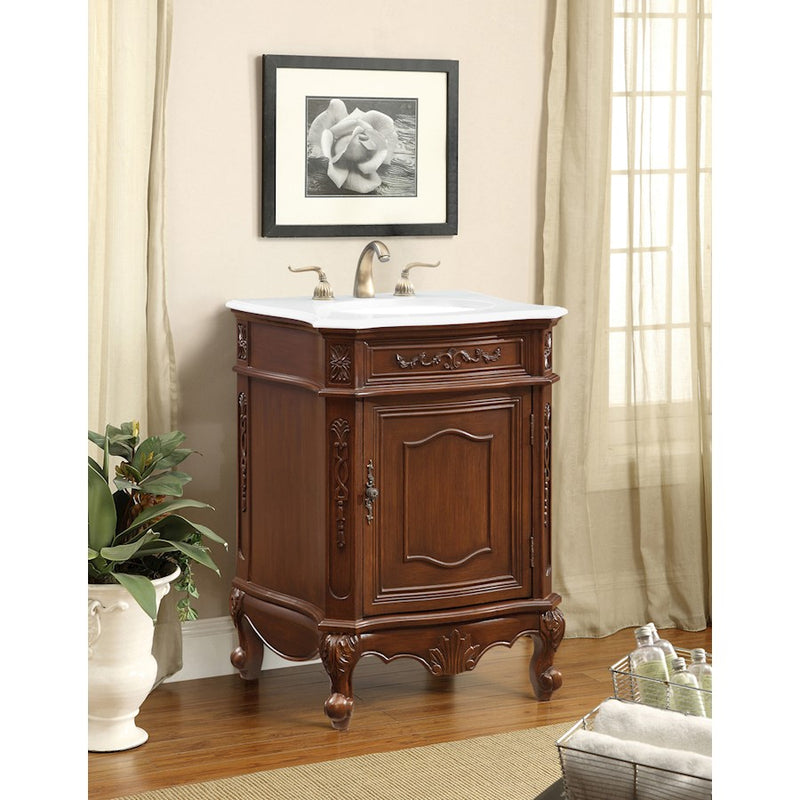 Elegant Berkshire 24" Single Vanity, Coffee/Ivory Marble