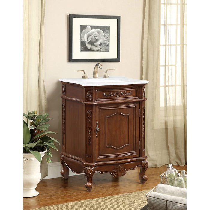 Elegant Berkshire 24" Single Vanity, Coffee/Ivory Marble