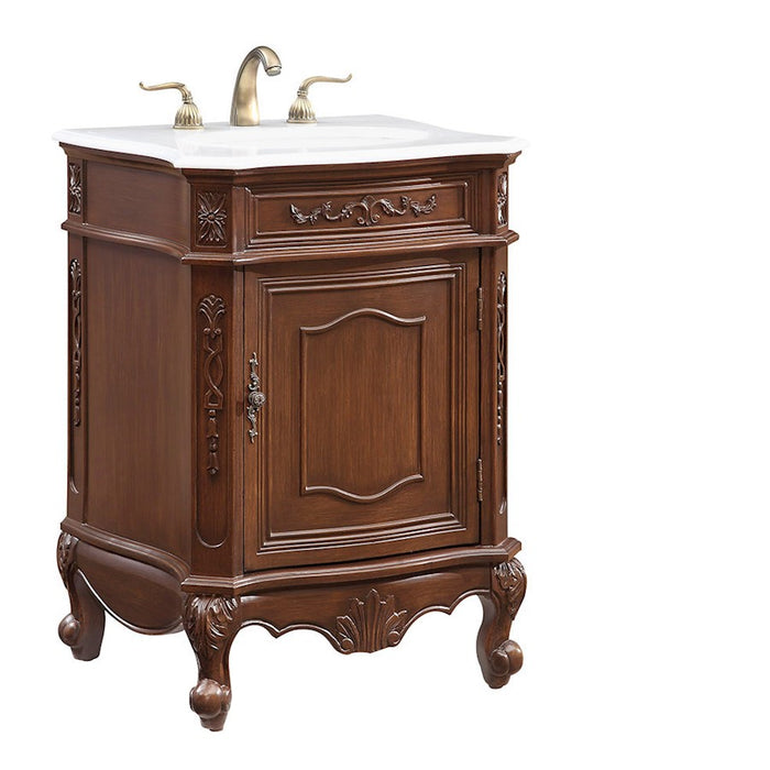 Elegant Berkshire 24" Single Vanity, Coffee/Ivory Marble