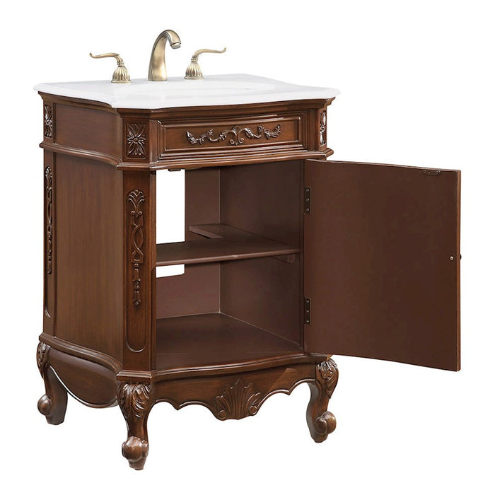 Elegant Berkshire 24" Single Vanity, Coffee/Ivory Marble