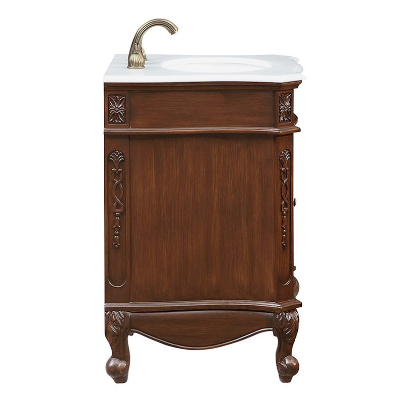 Elegant Berkshire 24" Single Vanity, Coffee/Ivory Marble