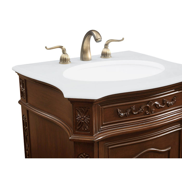 Elegant Berkshire 24" Single Vanity, Coffee/Ivory Marble