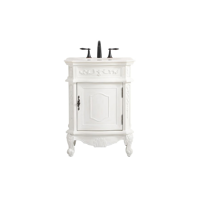 Elegant Berkshire 24" Single Bathroom Vanity, Antique White - VF-1031AW