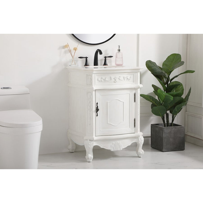 Elegant Berkshire 24" Single Bathroom Vanity, Antique White