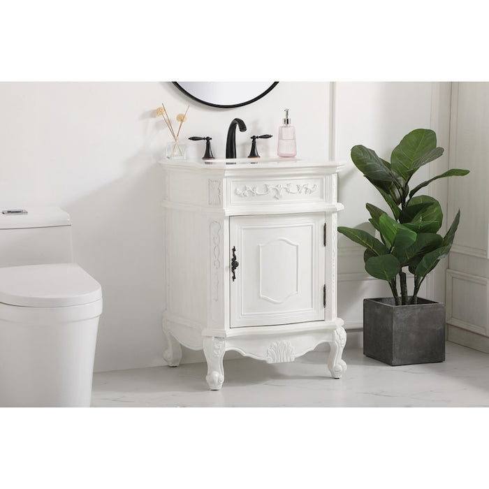 Elegant Berkshire 24" Single Bathroom Vanity, Antique White