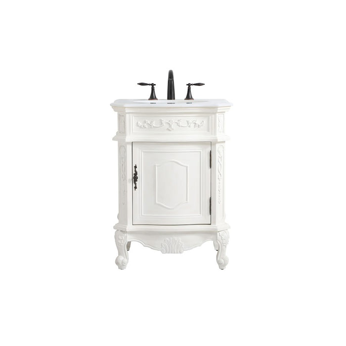 Elegant Berkshire 24" Single Vanity, Antique White/Ivory Marble - VF-1031AW-VW