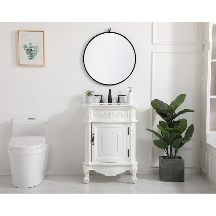 Elegant Berkshire 24" Single Vanity, Antique White/Ivory Marble