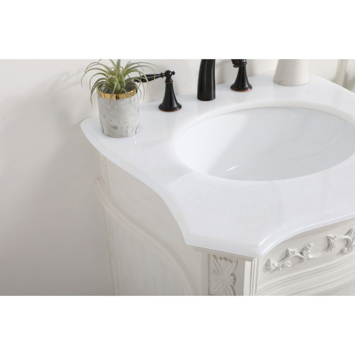 Elegant Berkshire 24" Single Vanity, Antique White/Ivory Marble
