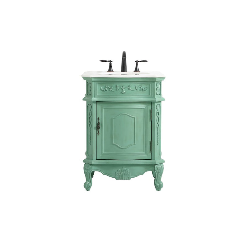 Elegant Berkshire 24" Single Bathroom Vanity, Vintage Mint - VF-1031VM