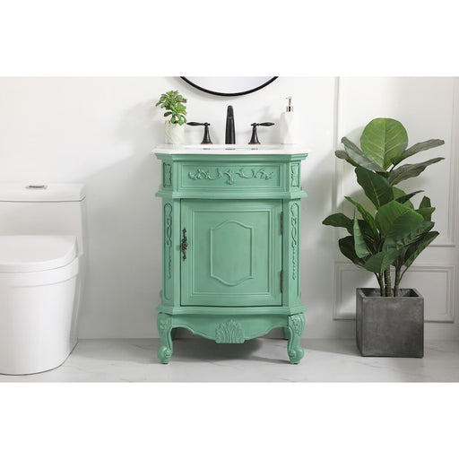 Elegant Berkshire 24" Single Vanity, Vintage Mint/Ivory Marble