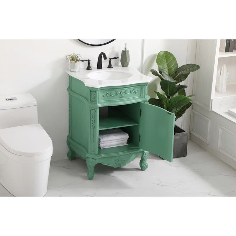 Elegant Berkshire 24" Single Vanity, Vintage Mint/Ivory Marble