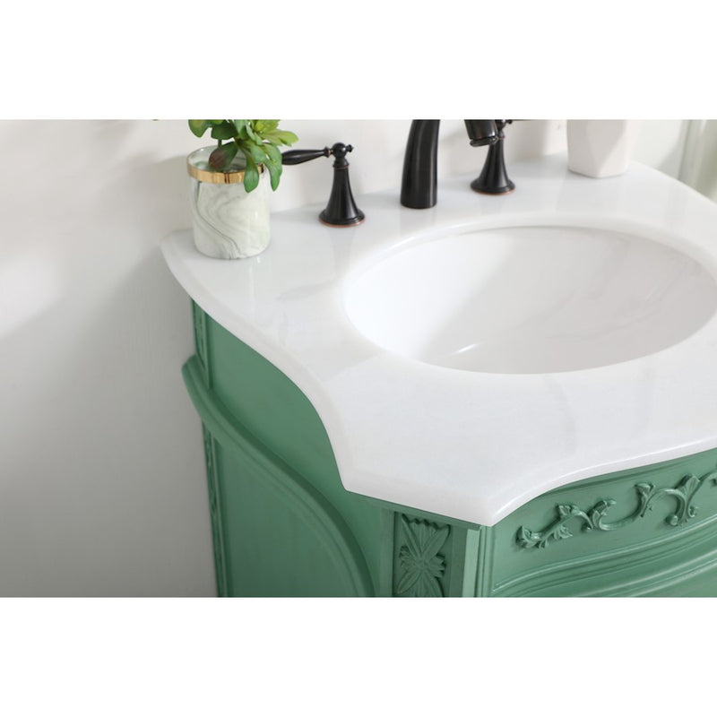Elegant Berkshire 24" Single Vanity, Vintage Mint/Ivory Marble