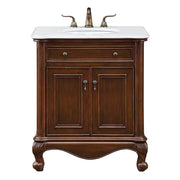Elegant Berkshire 30" Single Vanity, Teak Color/Ivory Marble - VF-1032-VW