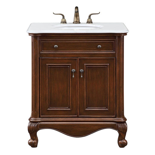 Elegant Berkshire 30" Single Vanity, Teak Color/Ivory Marble - VF-1032-VW