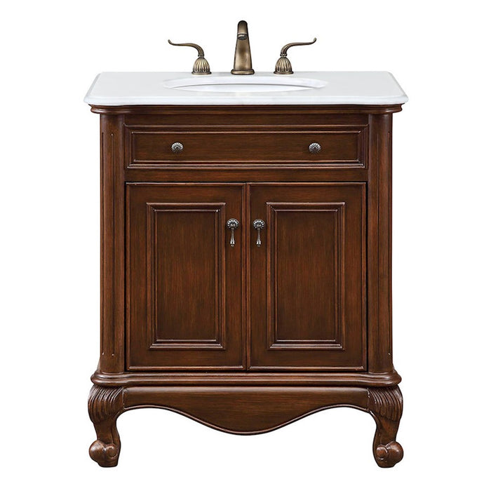 Elegant Berkshire 30" Single Vanity, Teak Color/Ivory Marble - VF-1032-VW