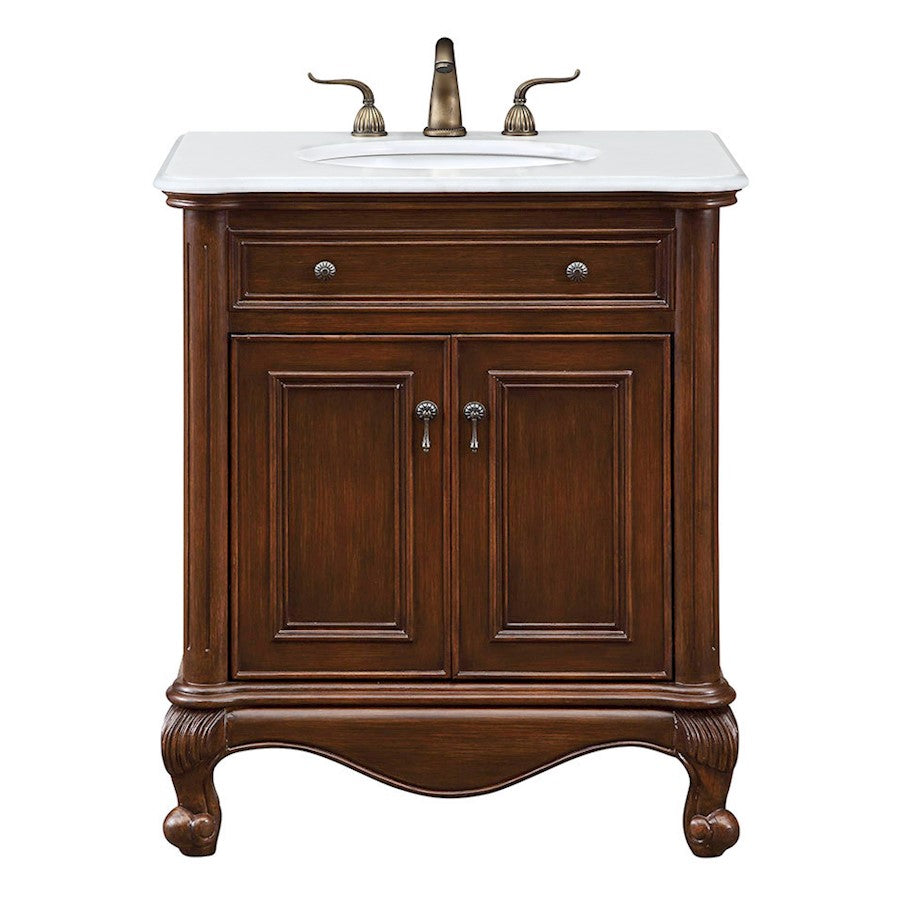 Elegant Berkshire 30" Single Vanity, Teak Color/Ivory Marble - VF-1032-VW