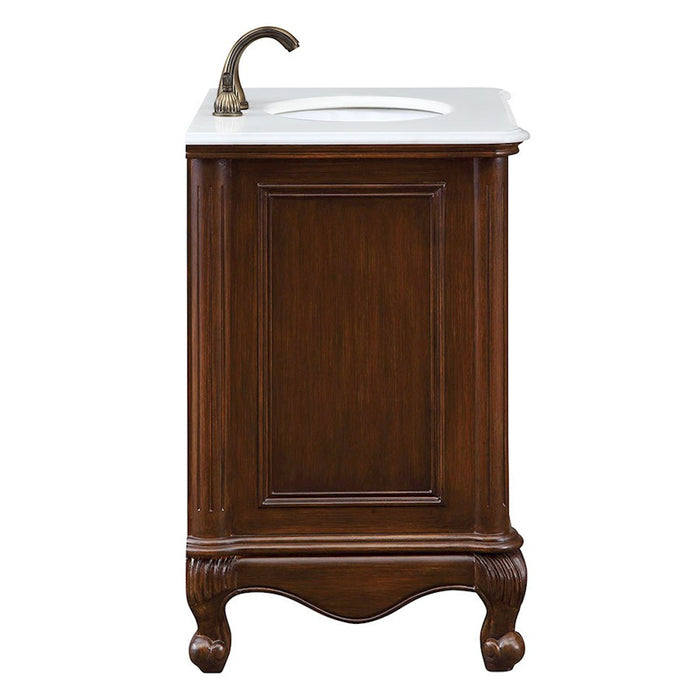 Elegant Berkshire 30" Single Vanity, Teak Color/Ivory Marble
