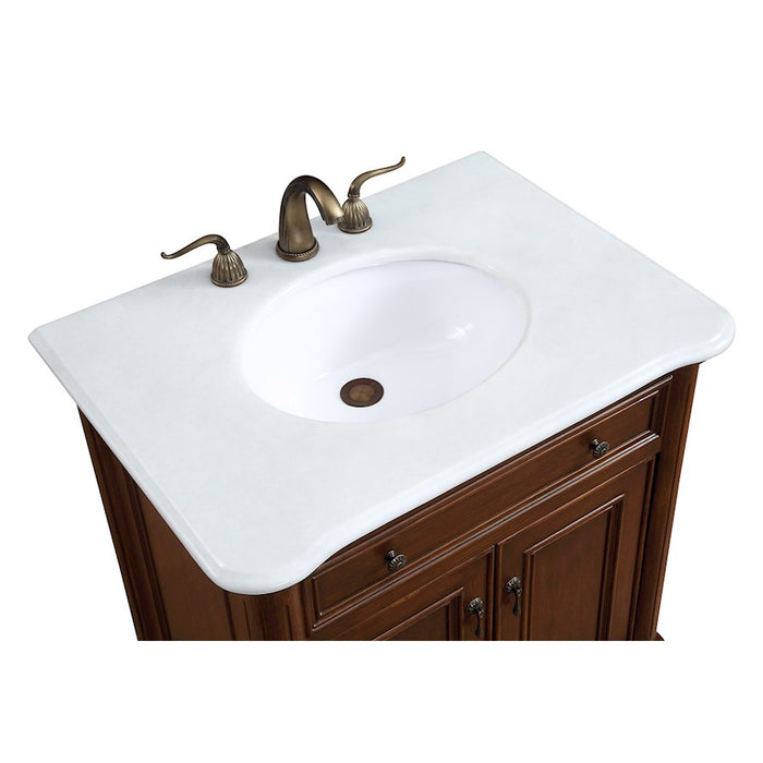 Elegant Berkshire 30" Single Vanity, Teak Color/Ivory Marble