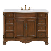 Elegant Windsor 48" Single Vanity, Teak Color/Ivory Marble - VF-1034-VW