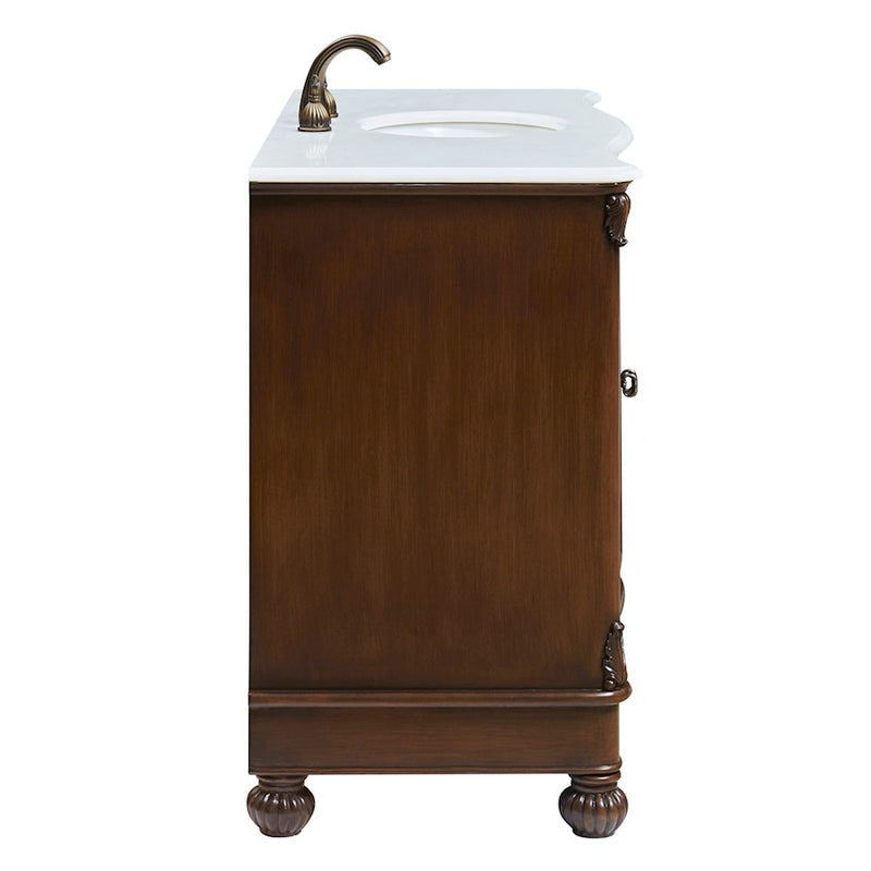 Elegant Windsor 48" Single Vanity, Teak Color/Ivory Marble